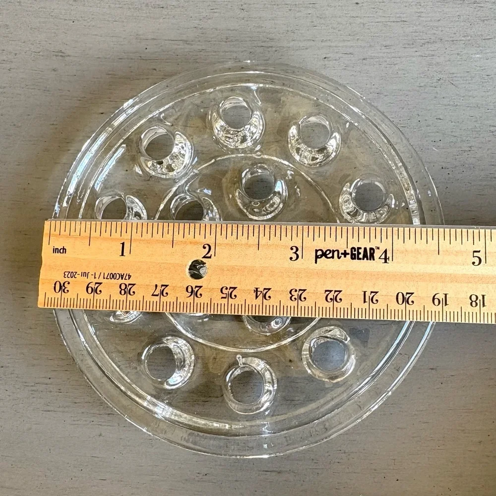 VTG Flower Frog Clear Glass Plant Holder 16 Holes 4.5